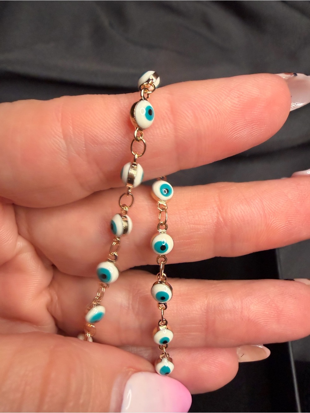 18K Gold Filled Blue Evil Eye Anklet 9 inches